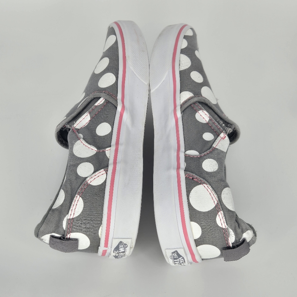 VANS Slip‎ On sneakers polka dot gray white Missy 5 women's 6.5 pink trim - Picture 8 of 9